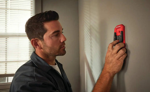 Professional Wall Scanner And Stud Locator With Three Quarter Inch Depth Finds Wood Metal Support Beams And Live Ac Wires Inside Drywall Using Slick Auto Calibration Plus Center Pin Marking For Zero Guesswork No Sweat Diy Home Fixes And Tight Remodel Jobs
