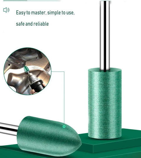 20 Pcs 8mm Rubber Polishing Burr Point Bits For Rotary Tools With 1/8 Inch Shank Nail Drill Polish Heads Set in green color