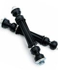Angled view: pair of black front sway bar end links with nuts and washers for GM SUVs 2007–2016.