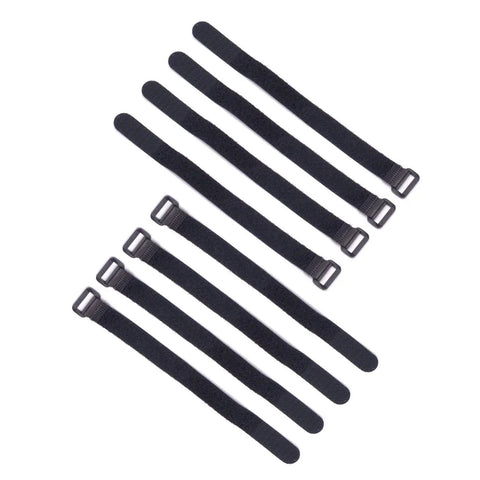 Eight black Non Slip RC Battery Straps 20mm By 250mm Rubberized Tie Down Straps For Drones Boats Cars Lock In Lipos with Rugged Grip