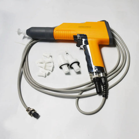 Jaryannix 110V Electrostatic Powder Coating Machine with spray gun, hose, and nozzles for smooth finishes on metal parts.