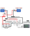Diagram of Rugged Battery Monitor With Shunt For 12V Rigs Up To 500A, 10 To 120 Volt Range, showing connections to inverter and charger.