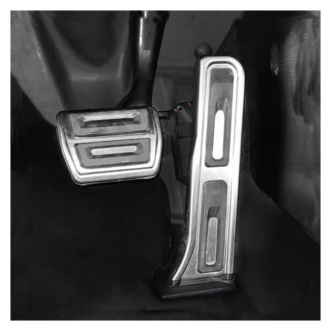 Super Grippy Anti Slip Clutch Pedal Pads With Thick Rubber Covers For Vw Passat B7 Touran Scirocco brake and accelerator pedals installed.