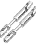 Steel Driveshaft Upgrade 55-69mm For 2024 MN99S MN98 1 12 Scale RC Car Heavy Duty Metal Drive Shaft Boosts Durability And Handling Fits New Gen RC Not Compatible With Older MN98 Or MN99s. two silver steel RC drive shafts with universal joints