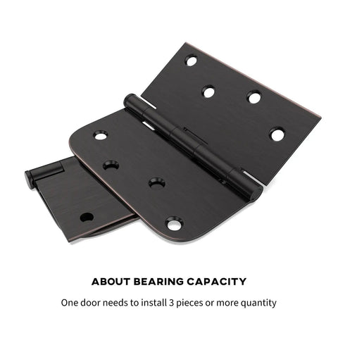 Top Shelf Oil Rubbed Bronze 4X4 Interior And Exterior Door Hinges Smooth Swinging Action showing hinges with mounting holes.