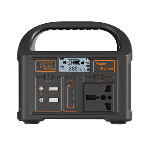 Kickass Portable Solar Power Station Packs Enough Juice To Run Phones Laptops And Tiny Appliances While Camping Or Hitting The Road. Smart Chip Guard Prevents Overloads So You Can Plug In Peacefully, featuring USB ports and AC outlet.