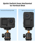 Magnetic Quick Release Mount For DJI Osmo Action 6 And Osmo Nano Aluminum Alloy Bracket Extension Base With One Quarter Inch Screw Hole For Tripod Selfie Stick And Action Camera Accessories Built For Fast Setup showing horizontal and vertical shooting modes.
