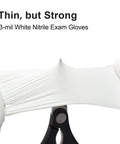 Straight Up Reliable Disposable Nitrile Exam Gloves, White Powder Free Build, Rock Solid 3 Mil Coverage For Medical Rounds, Kitchen Prep.