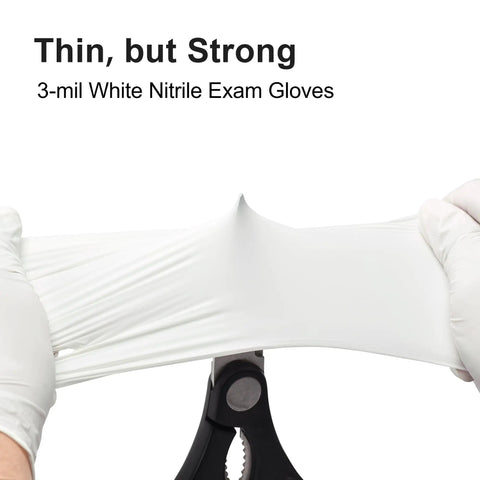Straight Up Reliable Disposable Nitrile Exam Gloves, White Powder Free Build, Rock Solid 3 Mil Coverage For Medical Rounds, Kitchen Prep.