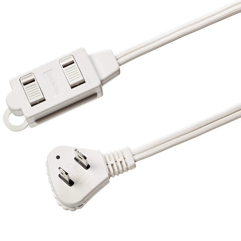 Game Changing Heavy Duty 3 Foot 2 Prong Indoor Extension Cord Power Strip With Flat Plug Space Saving Design 13 Amps 1625 Watts White Two Pack