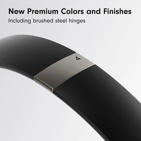 Close-up of Solo 4 Wireless Bluetooth On-Ear Headphones matte black headband with brushed steel hinge detail.