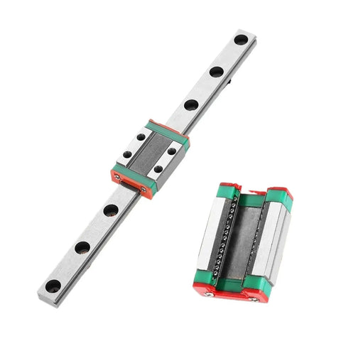 9mm Wide Linear Rail Block And Sliding Carriage For Precise Smooth Motion Durable Metal Guide With Integrated Body And Ready Mounting Holes For Easy Positioning Heavy Duty Repetitive Industrial Machinery And Tools, with rail