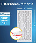 Diagram showing measurements of 14x20x1 MERV 11 Air Filter with Micro Allergen Defense, MPR 1000 for Your Home HVAC Setup, 3 Month Pleated 1 Inch Filter, 6 Pack