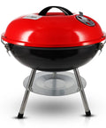 Red 14 Inch Portable Charcoal BBQ Grill with 3 Point Locking Lid for Heat Preservation and Dual Venting System