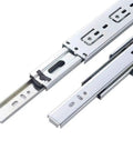 Ten Pairs Of 24 Inch Full Extension Drawer Slides With Ball Bearing Side Mount Low Noise Operation Half Inch Thick One Point Seven Seven Inch Wide Heavy Duty Hardware For Kitchen Cabinets Or Dressers visible fully extended