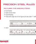 Image of Full Flexible Steel Ruler With Satin Chrome Finish For Tight Spaces, Quick Reading Inch Graduations, showing fine markings.