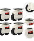 Set Of 4 Adjustable Height Swivel Leveling Casters Heavy Duty 3 Inch Industrial Plate Caster Wheels For Workbenches Machinery Equipment Transport Mobile Shop Gear, black wheel close-up