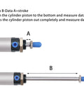 Heavy Duty Workhorse 25mm Bore 125mm Stroke Aluminum Pneumatic Air Cylinder With Y Connector Dual Action Single Rod Screwed Piston For Automated Machinery In Industrial Setups showing rod stroke measurement A and B