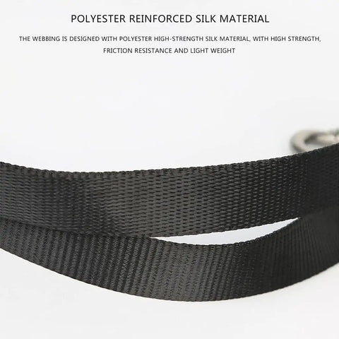 Close-up of the polyester material on the Adjustable Climbing Lanyard With Ascender And Foot Pedal Belt for Hanging Stands.