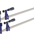 Heavy Duty 2 Pack Steel Bar Clamps 24 Inch Quick Adjust F Clamps with durable steel bars and ergonomic grips.