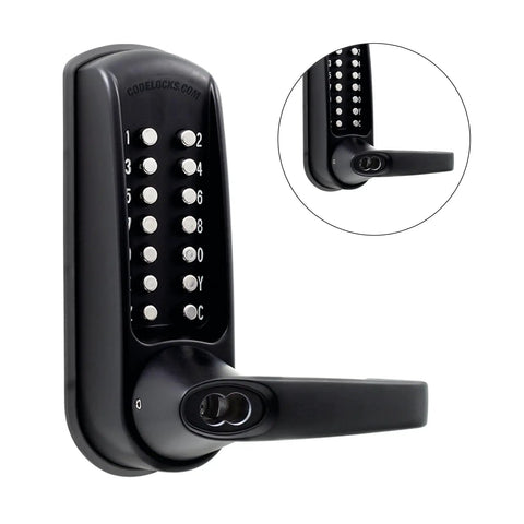 Heavy Duty Gate Lock Kit With CL610 Keyless Entry and Marine Grade Finish showing keypad and handle detail.
