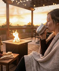 Stainless Steel Double Wall Vacuum Insulated Wine Tumblers Keeping Icy Cold Beverages Chilled Or Piping Hot Coffee for cozy outdoor sunset.
