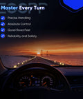 View from car dashboard at sunset with bridge visible, emphasizing precise handling and control with Toyota Sienna 3.0L Hydraulic Power Steering Rack And Pinion Assembly Replacement For 1998 1999 2000 2001 2002 2003 Fits OE 26-1615 44250-08010 44250-08020 Smooth Responsive Steering.