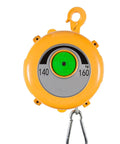 Shop Ready Heavy Duty Spring Balancer Reel With Wire Rope Tool Hanger And Self Locking Aluminum Pulley For Factory Assembly Lines Rugged Job Sites And Daily Workshop Grind One Sixty Kilograms, showing weight scale and hook.