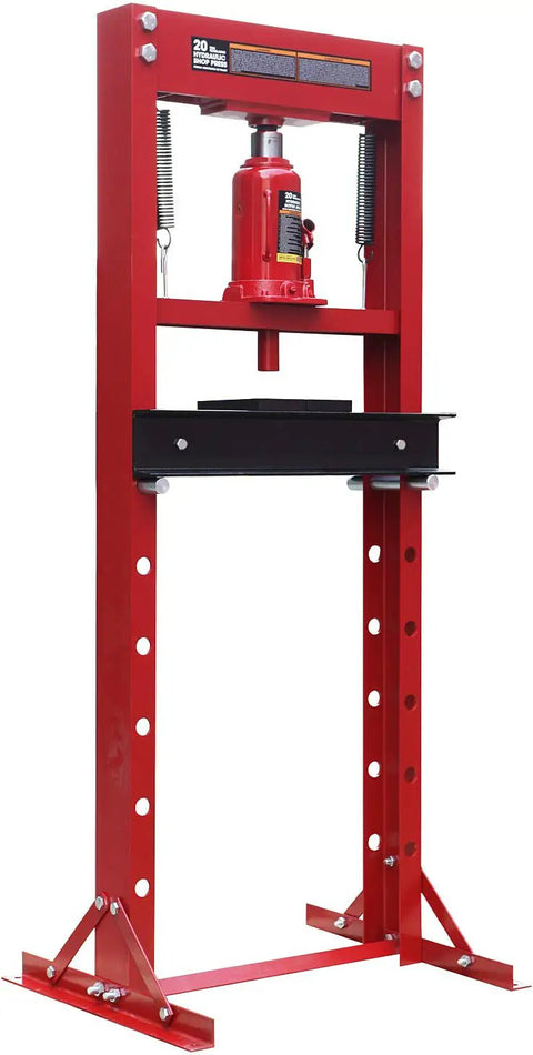20-Ton H-Frame Hydraulic Floor Press for Garage and Shop - Includes Stamping Plates With V Blocks and 180 Degree Guide