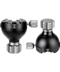 Heavy Duty Leveling Half Ball Adapter With Built In Bubble Level And Arca Swiss Compatible Clamp For 75 Mm Bowl Tripod showing detailed aluminum design and adjustment knobs.