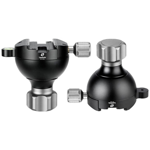 Heavy Duty Leveling Half Ball Adapter With Built In Bubble Level And Arca Swiss Compatible Clamp For 75 Mm Bowl Tripod showing detailed aluminum design and adjustment knobs.