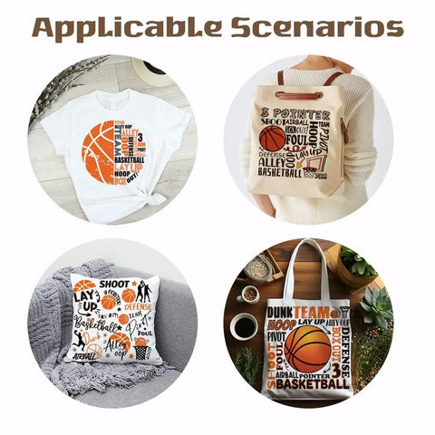 Basketball Iron On Transfer Patches Set Four Designs For Kids Teens Shirts Hoodies Jackets Ready To Press Washable DTF Transfers