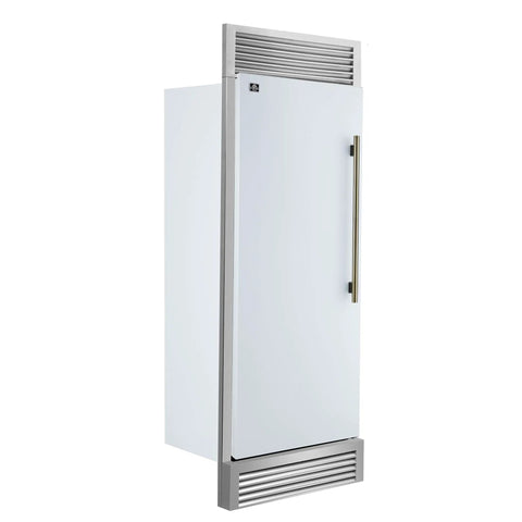 Twenty Eight Inch Built In Convertible Refrigerator And Freezer 13 Cu Ft White Kitchen Essentials with stainless steel handle.