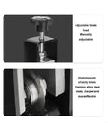 Built Like A Tank Heavy Duty Wire Stripper And Cable Cutter Machine With Easy Twist Adjustment Switch Tough Alloy Steel Frame close-up of adjustable blade and mechanism.