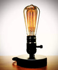 Vintage Edison Desk Lamp With Industrial Loft Vibe, E26/E27 Plug In On Off Switch, Bedside Nightstand Light For Home Office Dorm Rooms, Black Metal Base, Retro Decor With Warm Cozy Glow, Bulb Not Included