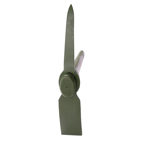Mattock Go To Tool For Camping And Bushcraft Dual Purpose Forged Head Pick Axe side view showing pointed and flat edges