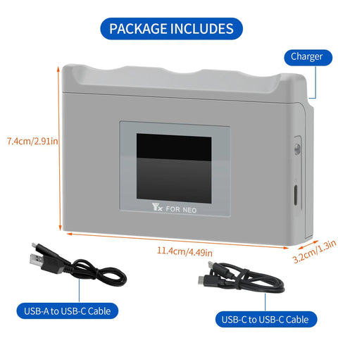 Three Channel Battery Charging Hub For Neo Drone Batteries With LCD Display, showing cables included in the package