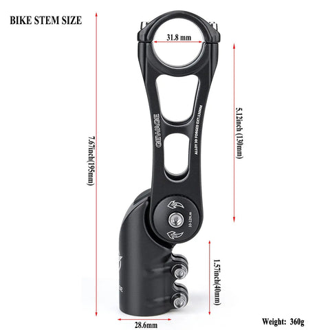 130 Degree Adjustable Dialed In Bicycle Stem With 75mm 90mm And 130mm Options For 31.8mm Handlebars Fits Mountain Road And BMX Bikes