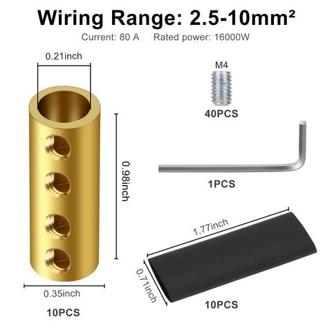 Diagram of Heavy Duty 6 8 10 AWG Wire Connector Nut Kit With 80A Splicing Screws And Quick Wiring Connection Brass Terminals