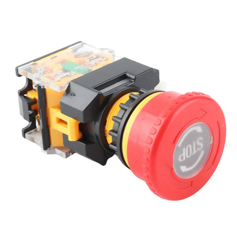 Hella Reliable Dead Simple Heavy Duty Self Locking Mushroom Head Push Button Red 22mm Emergency Stop Switch With Quick Twist Reset For Industrial Control Panels