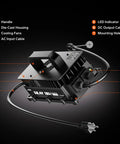 58.4V 18A LiFePO4 Battery Charger For 48V Systems with components labeled including housing and cables, IP65 waterproof design
