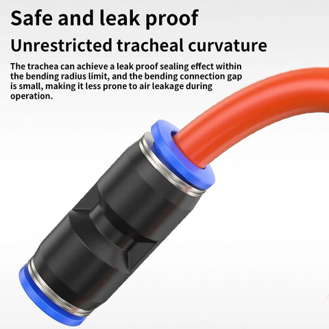 Pneumatic Fittings Quick Connect Push In Hose Adapters Pack 50Pcs Must Have All In One Kit Includes 4mm To 16mm Plastic PY12 Color Assorted Sizes For Air And Water Tube Connectors, black push-in fitting with orange tube