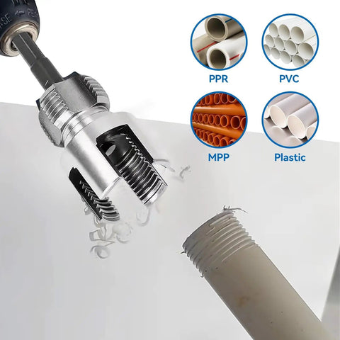1 2 3 4 Inch Pipe Threading Tool Set Quick Cut Die For Pvc Steel Copper Internal External Threading Heavy Duty Reamer Kit cutting PVC pipe.