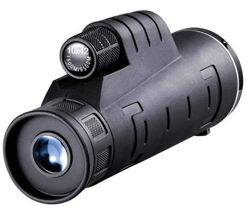 Black 10X42 Monocular with Wide Angle View Central Focus for Hunting, Travel, Bird Watching, Wildlife Viewing, and Concerts