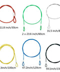 Eight Pack Stainless Steel Tethers With Colorful Coated Security Lanyard Kit For Cameras And Gear showing varied lengths and colors.