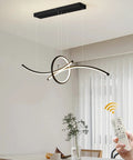 Totally Chic Geometric Modern LED Chandelier Three Light Pendant With Remote Dimmer in dining area view