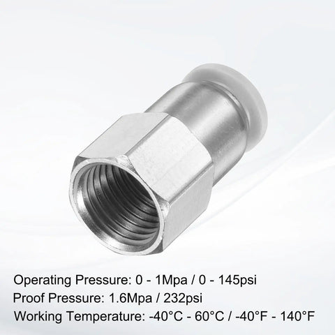 Push To Connect Fittings Five Sixteenth Inch Tube Diameter By One Quarter Inch NPT Thread Female Straight Quick Connect Pneumatic Air Line Fittings PCF Five Sixteenth N02 White PBT Plastic Nickel Plated Brass Construction for Easy Air Hose Setup