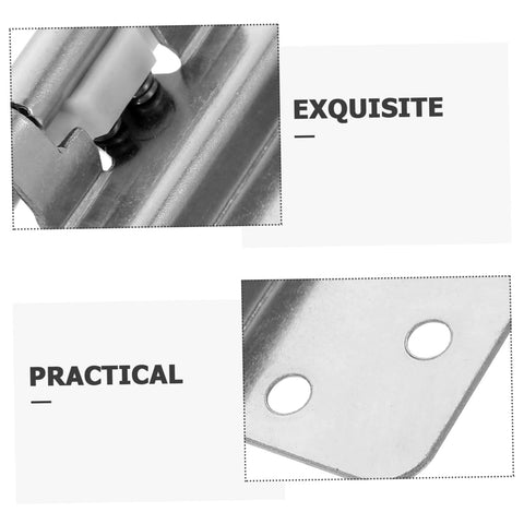 Self-closing inset cabinet hinge set, 8-piece, flush-mount metal hardware with mounting holes (close-up view)