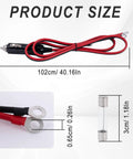 Product size measurements of Rock Solid Heavy Duty Male Cigarette Lighter Plug With Led Indicator And 15 Amp Safety Fuse.