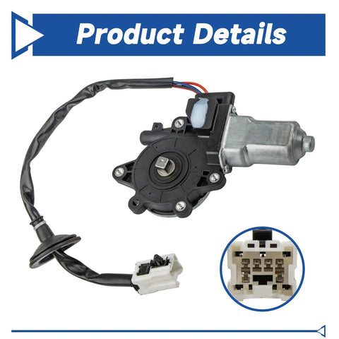 Inf Infiniti G35 Nissan 350Z Front Left Window Motor Replacement 2003-2009 Coupe And 2004-2009 Convertible OE 742-511 6-Pin Connector Fit For Driver Side Power Window, black metal motor with wiring harness